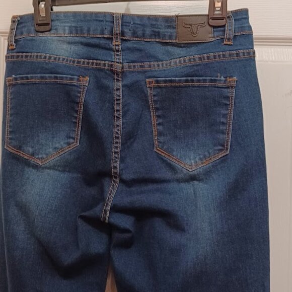 L&B Boyfriend Indigo Blue Jeans with gold sequence, size 10 - Picture 4 of 7